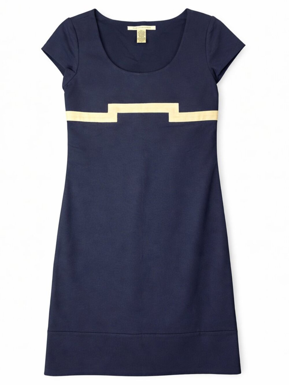 Diane von Furstenberg DVF Dress 6 Navy Cream Colorblock Sheath Cap Sleeve